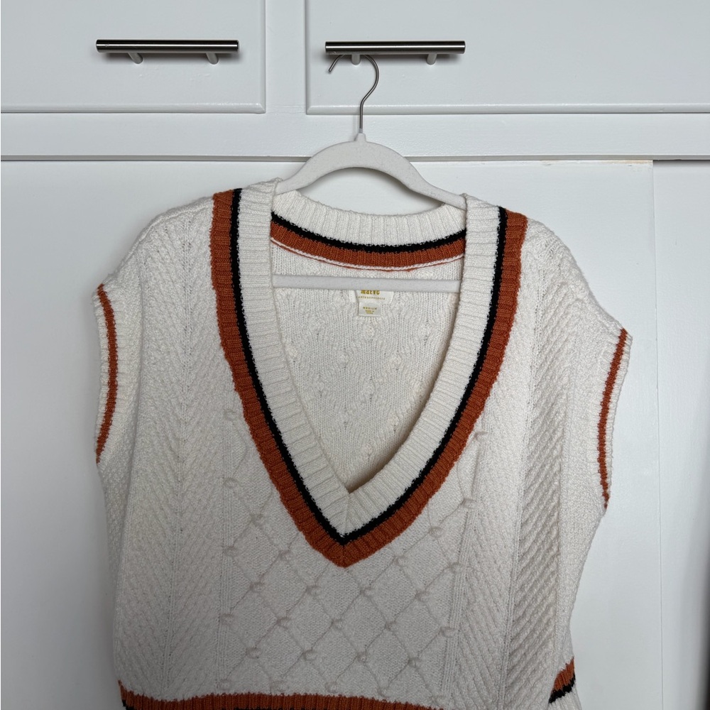 Anthropologie by Mauve Cable Knit V-Neck Sweater Vest